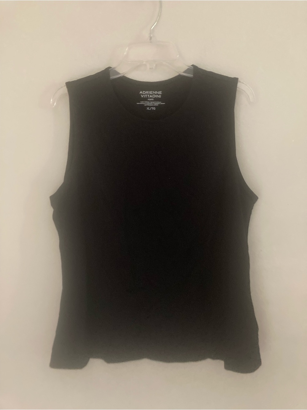 Adrienne Vittadini Black Ribbed Crewneck Tank
